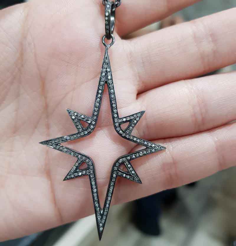 Graceful Pave Diamond Handmade Designer Star Pendent