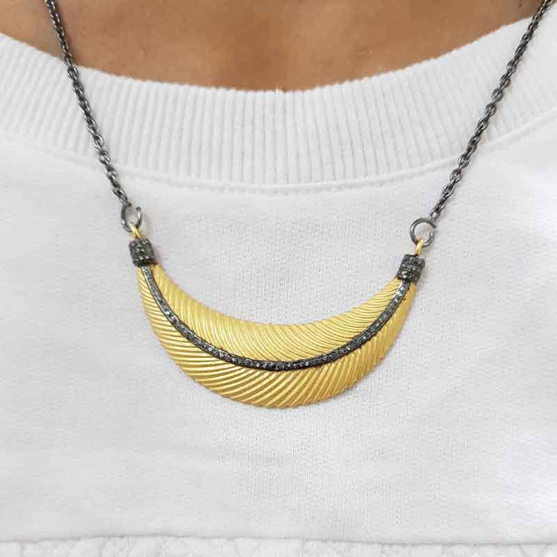 Gorgeous Looking Yellow And Black 925 Sterling Silver Necklace Pendent