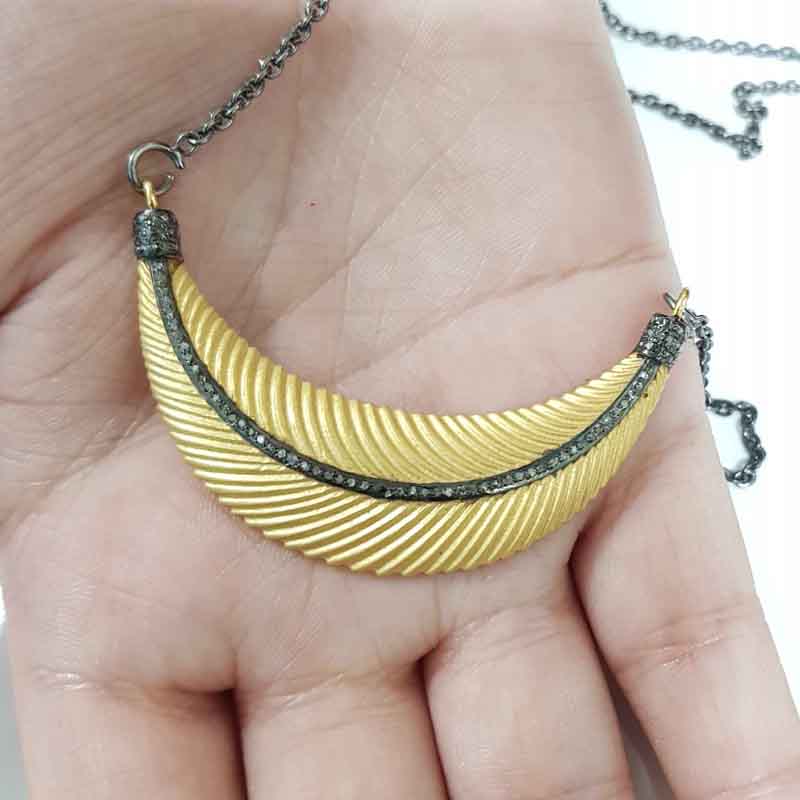 Gorgeous Looking Yellow And Black 925 Sterling Silver Necklace Pendent