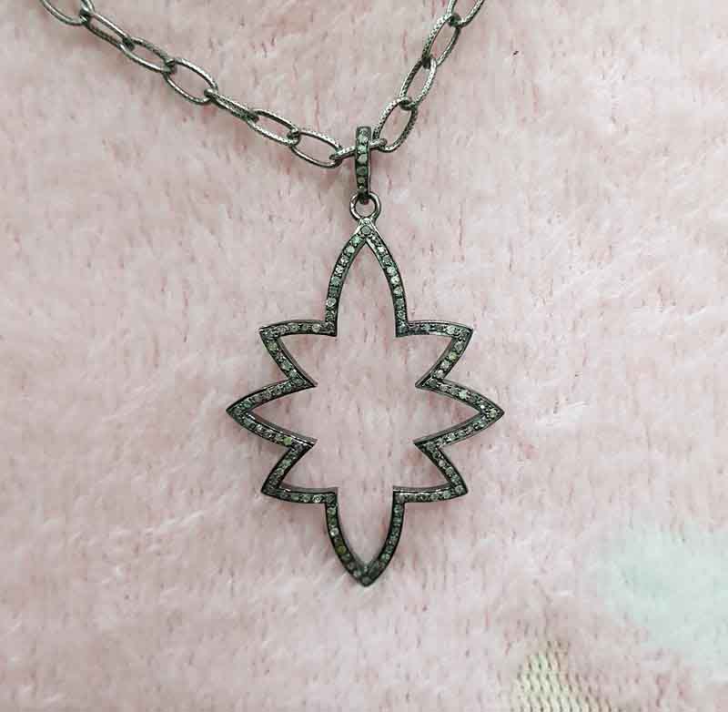 925 Sterling Silver Pave Diamond Star Pendent