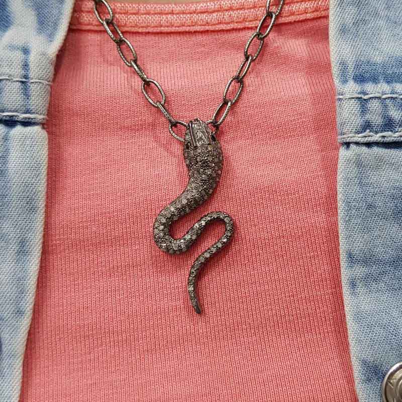 Snake Pendent 925 sterling silver And Pave diamond