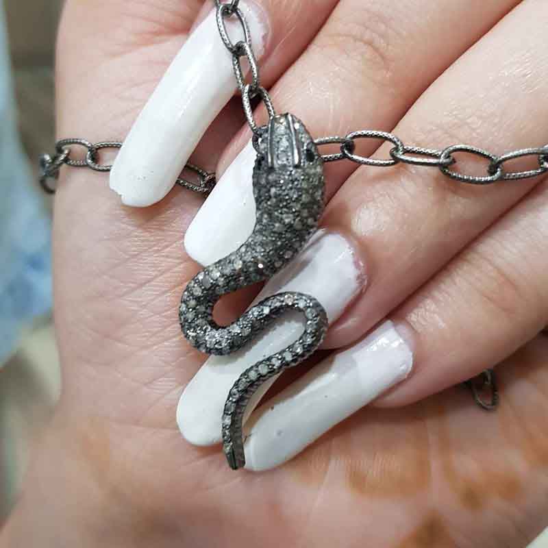 Snake Pendent 925 sterling silver And Pave diamond