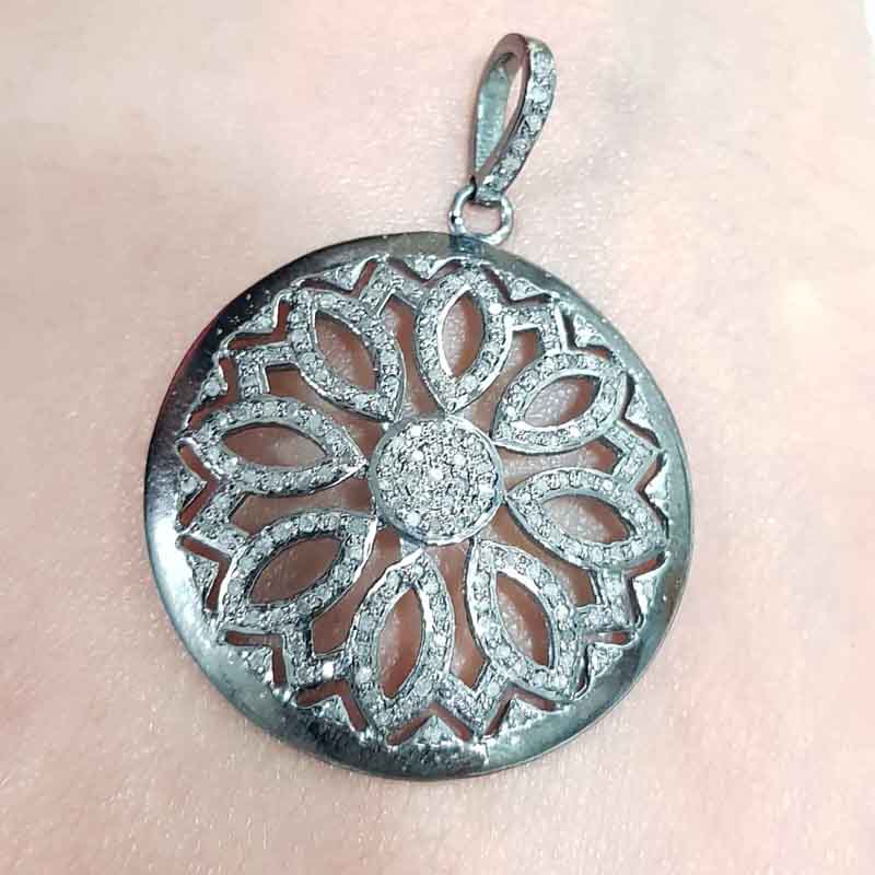 Stunning Flower Pendent With Pave Diamond Layers