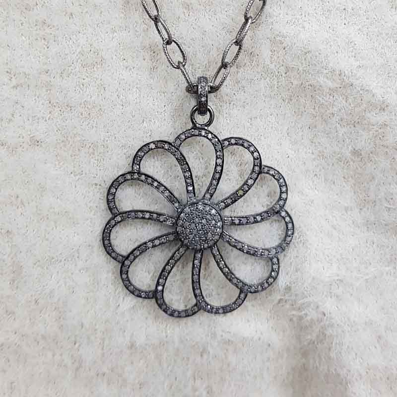 Pave Diamond Handmade Designer Flower Style Pendent