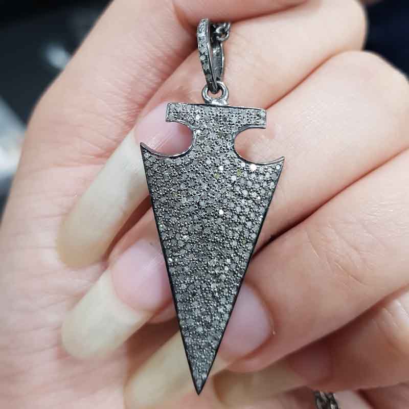 Fancy Designer Fully Pave Diamond arrowhead Pendent