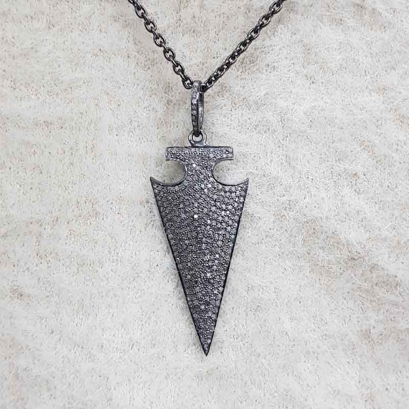 Fancy Designer Fully Pave Diamond arrowhead Pendent