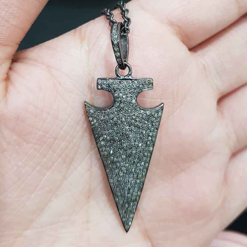 Fancy Designer Fully Pave Diamond arrowhead Pendent