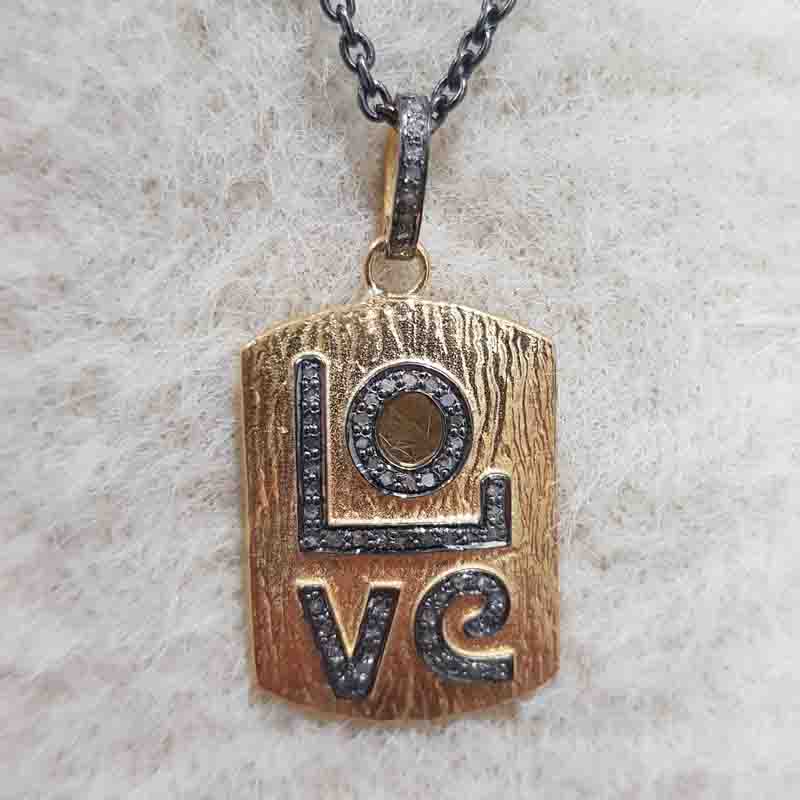 925 Solid Sterling Silver Handmade Designer Love Tag Pendent