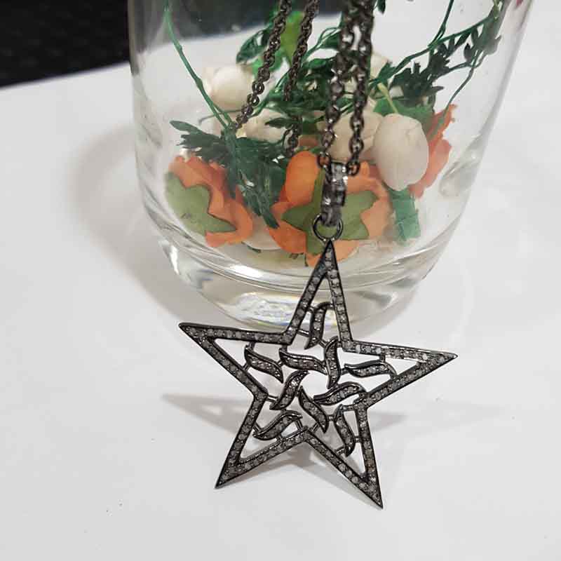 Beautifully Designed Star Pendent With Pave Diamond Layers