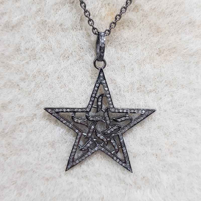 Beautifully Designed Star Pendent With Pave Diamond Layers