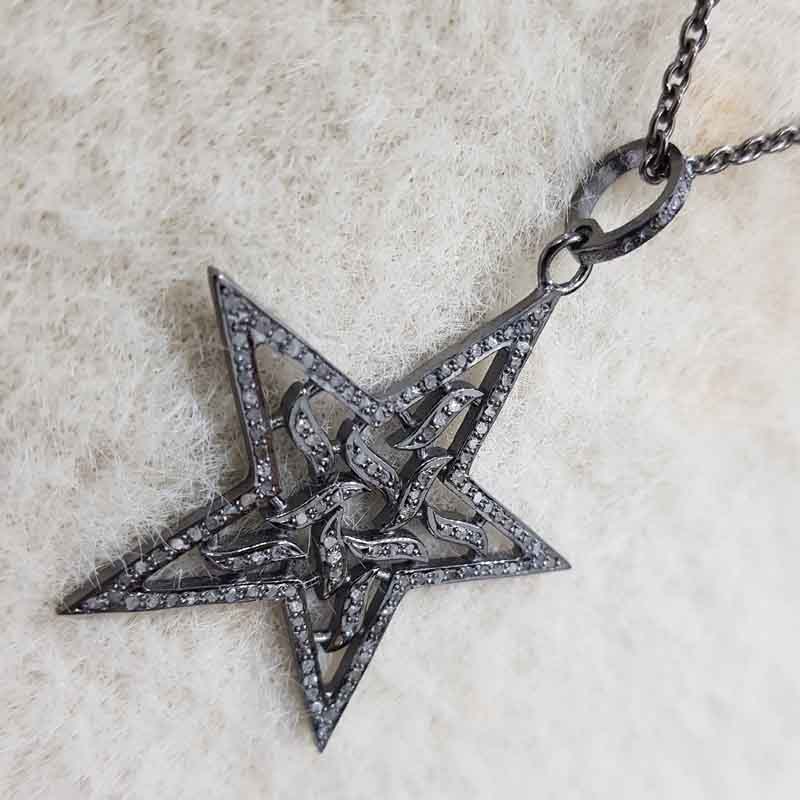 Beautifully Designed Star Pendent With Pave Diamond Layers