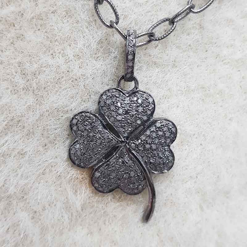 Gorgeous Pave Diamond Flower Design 925 Sterling Silver Pendent