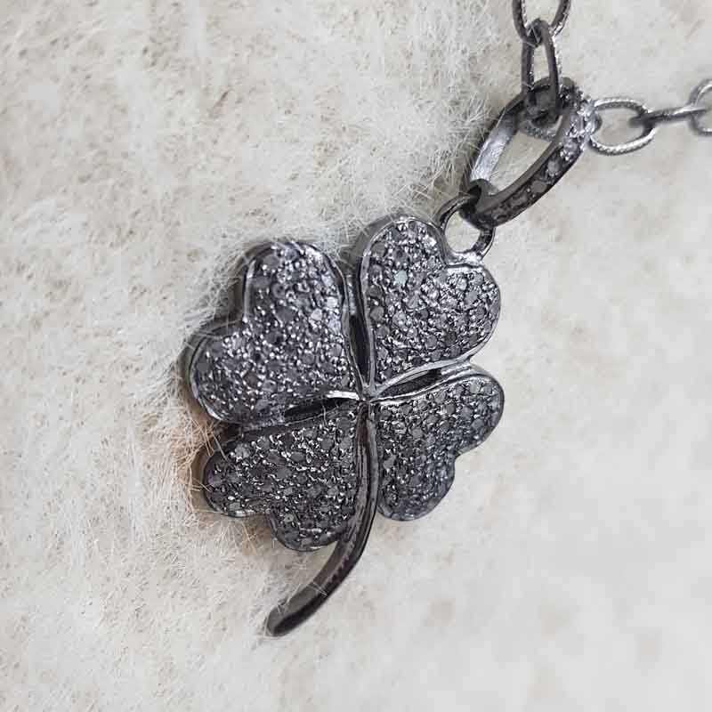 Gorgeous Pave Diamond Flower Design 925 Sterling Silver Pendent