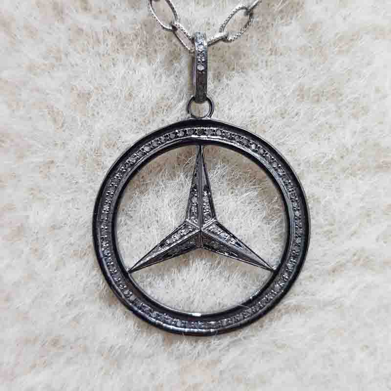 Mercedes Benz Pendant With Pave diamond layers