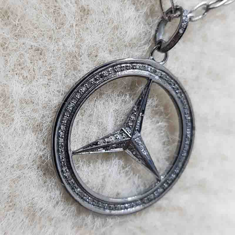 Mercedes Benz Pendant With Pave diamond layers