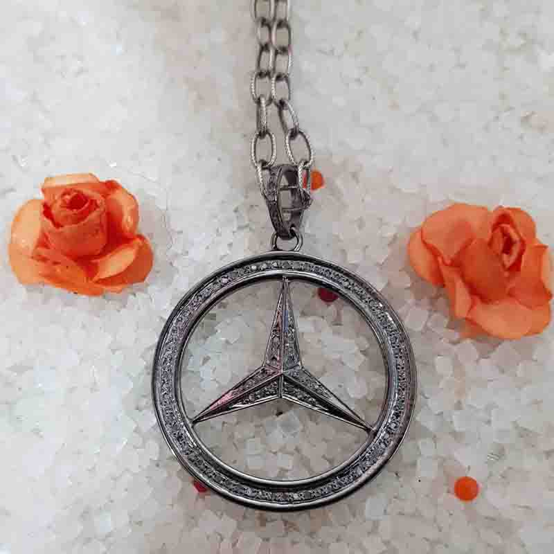 Mercedes Benz Pendant With Pave diamond layers