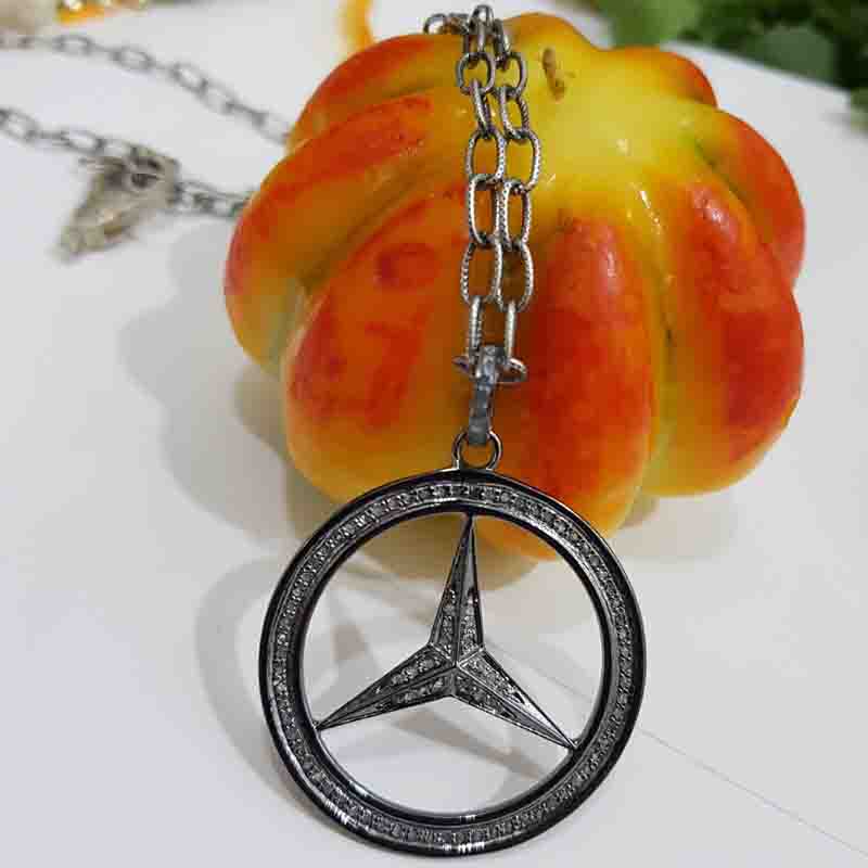 Mercedes Benz Pendant With Pave diamond layers