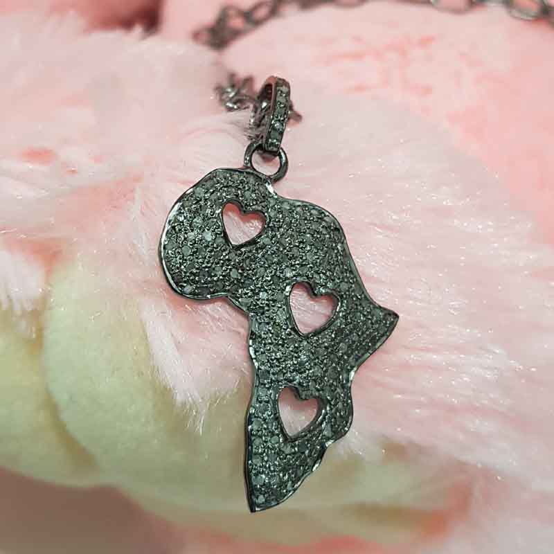 Attractive Fully Pave Diamond Fancy Design Silver Pendent