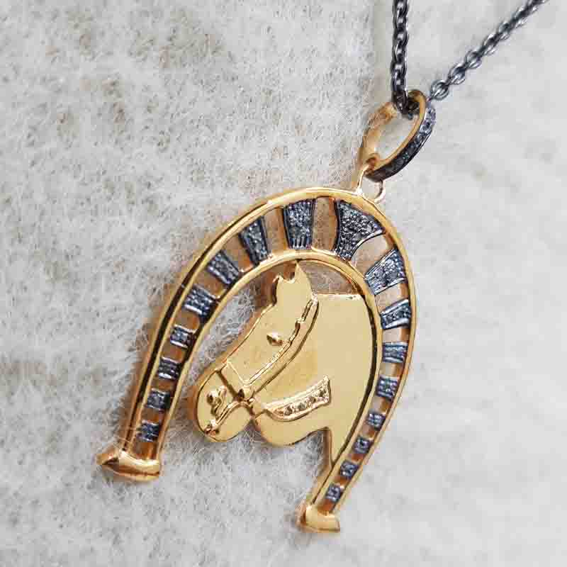 Winning Horse Pendent With Natural Pave diamond Layers