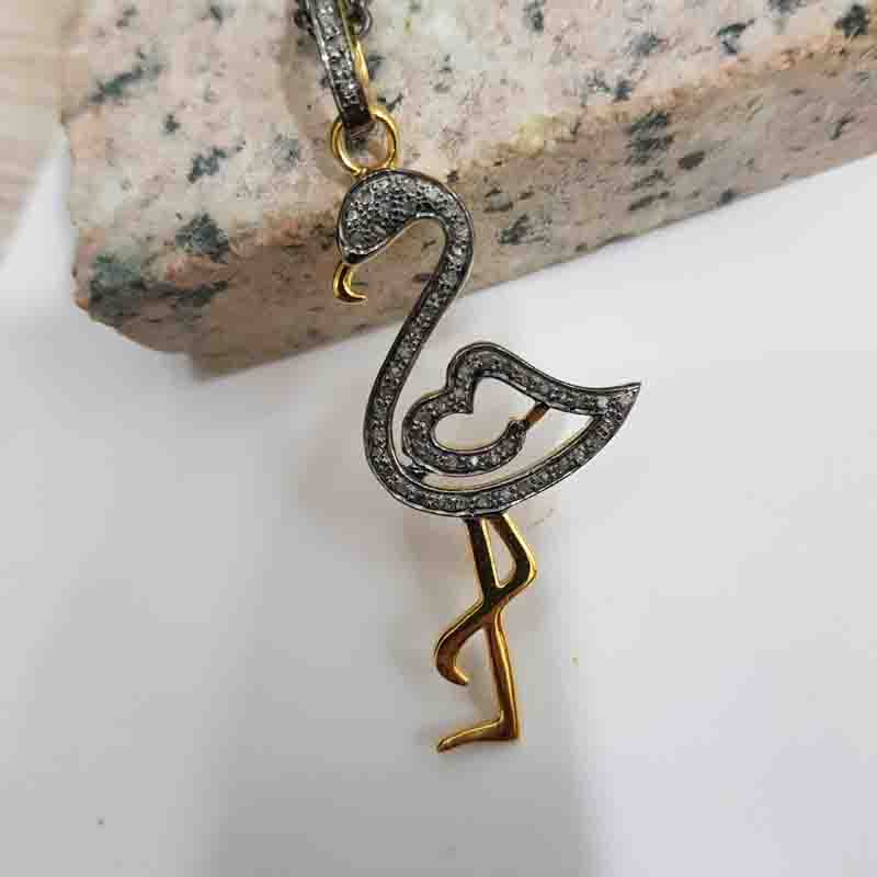 Dancing Duck Pendent With Luster Pave Diamonds