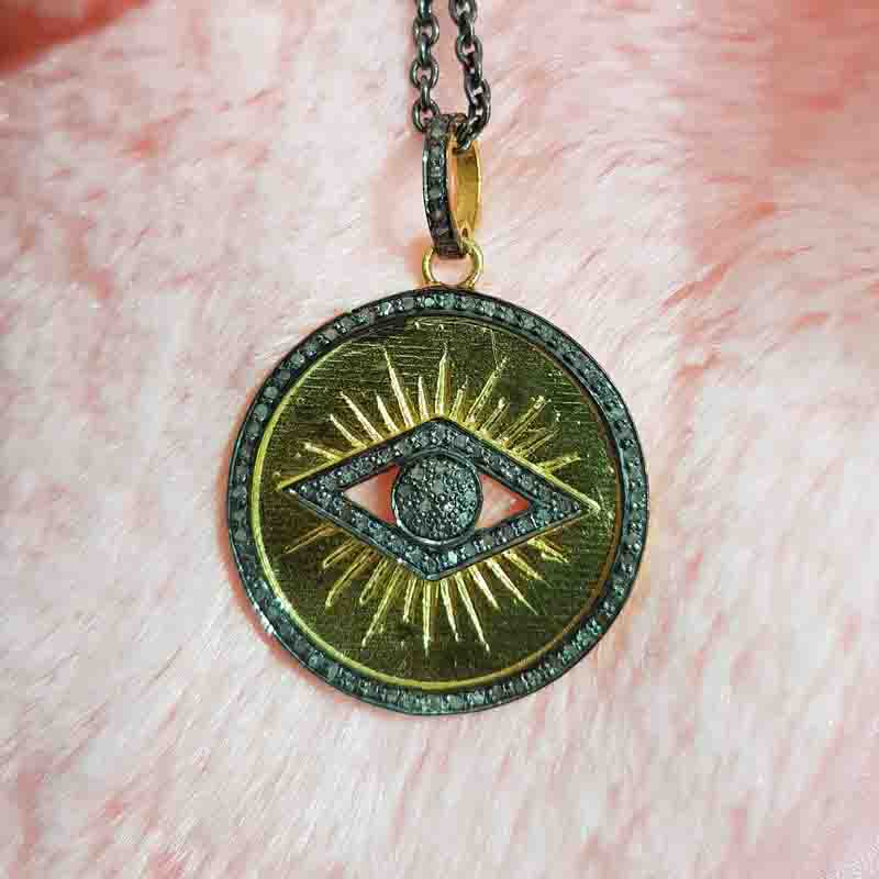 Evil Eye Designer Round Disk Pendent