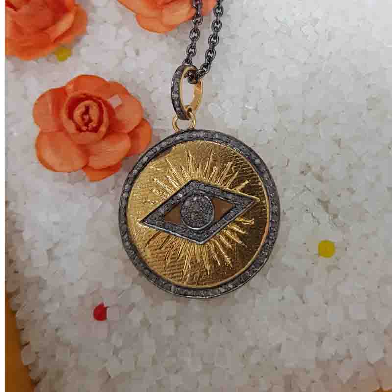 Evil Eye Designer Round Disk Pendent