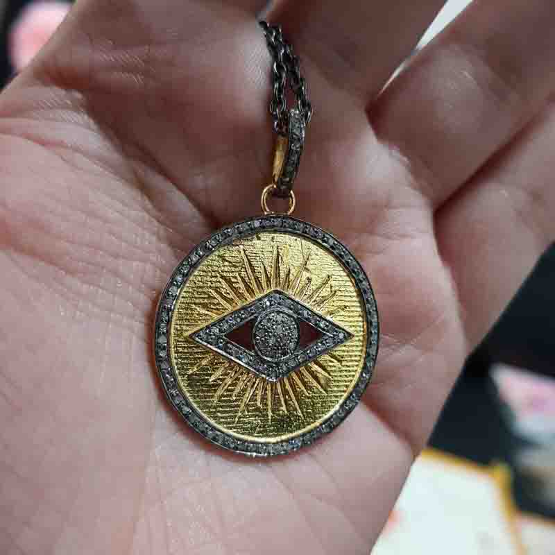 Evil Eye Designer Round Disk Pendent