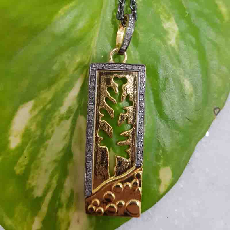 Stunning Yellow And Black Tree Style Tag Pendent