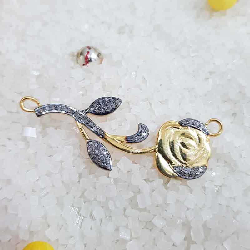 Rose Flower Pave Diamond Pendent