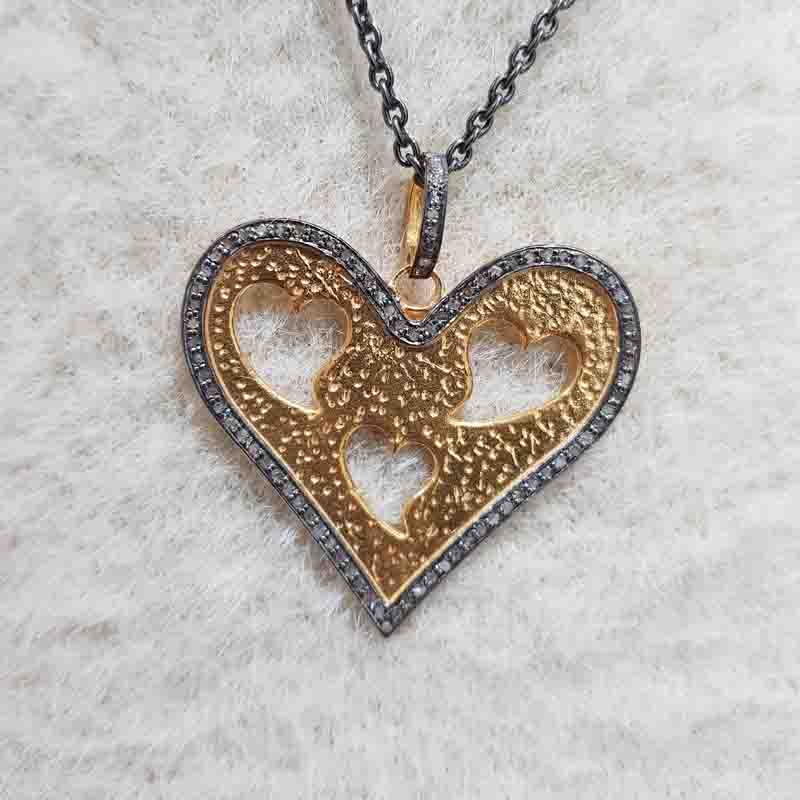 Designer Hearts In Heart Pave Diamond Pendent