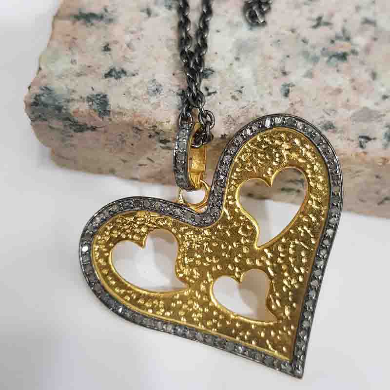 Designer Hearts In Heart Pave Diamond Pendent