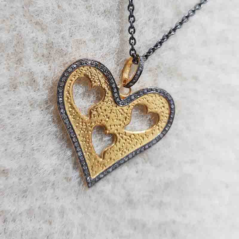 Designer Hearts In Heart Pave Diamond Pendent