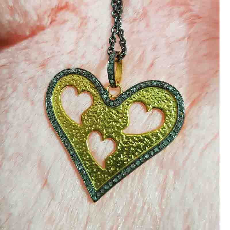 Designer Hearts In Heart Pave Diamond Pendent