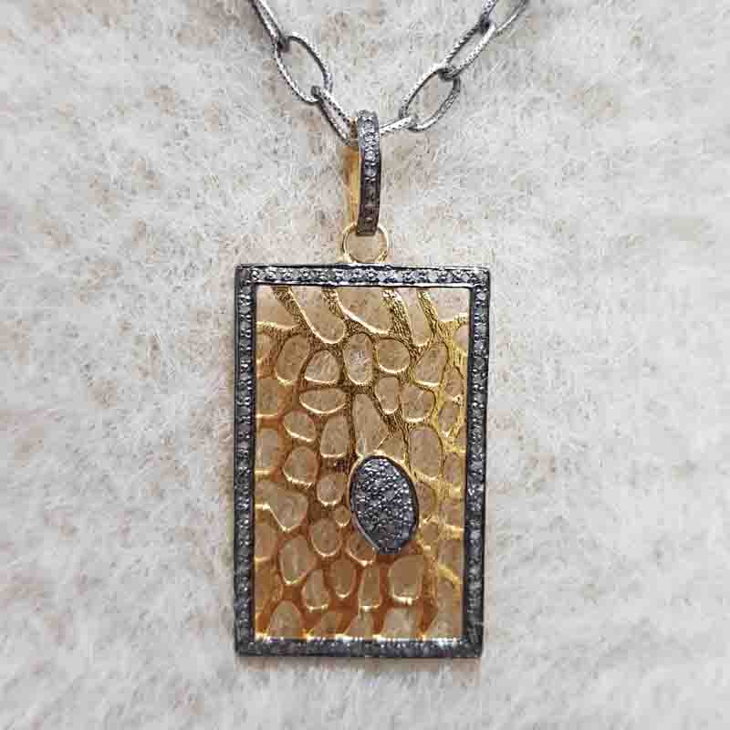 Yellow And Black Rhodium Plated Beautifully Designed Tag Pendent