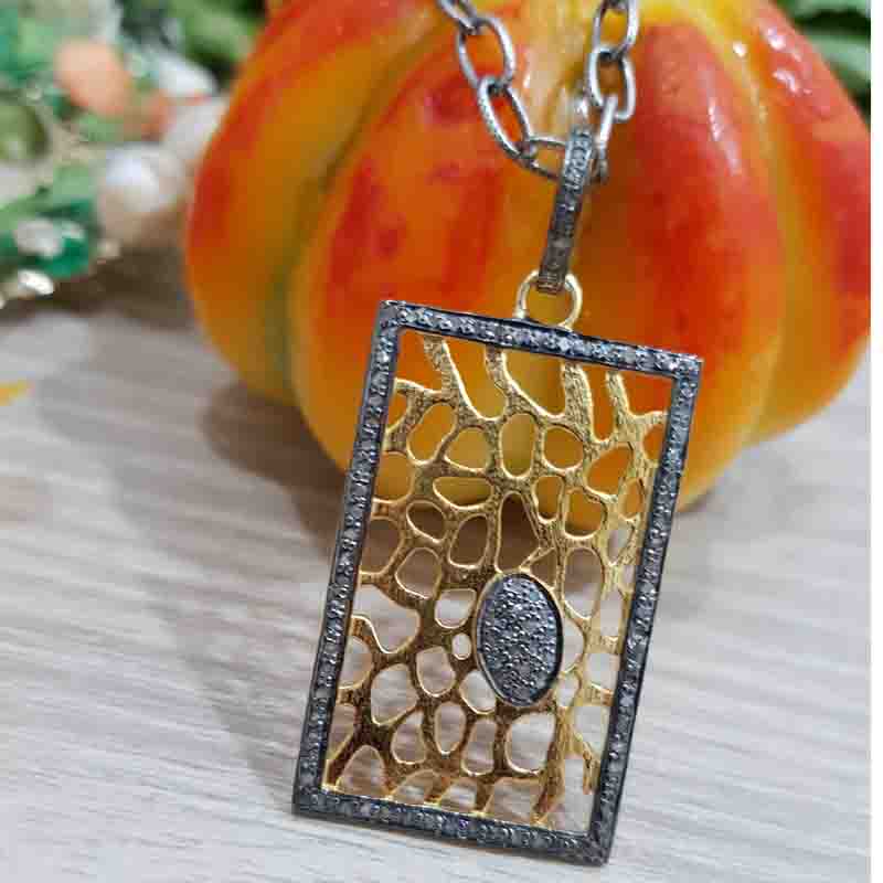 Yellow And Black Rhodium Plated Beautifully Designed Tag Pendent