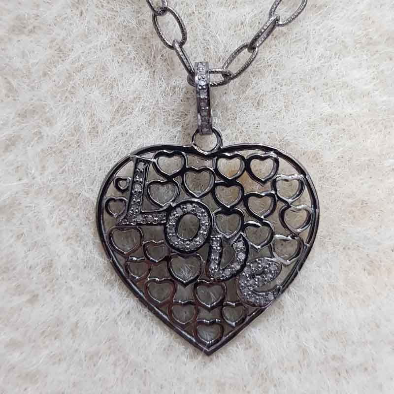 Love With Heart Designer Fancy Pave Diamond Unique Style Pendent