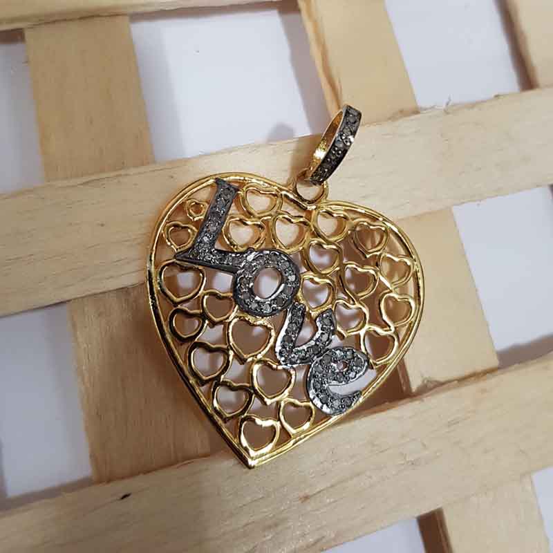 Love With Heart Designer Fancy Pave Diamond Unique Style Pendent