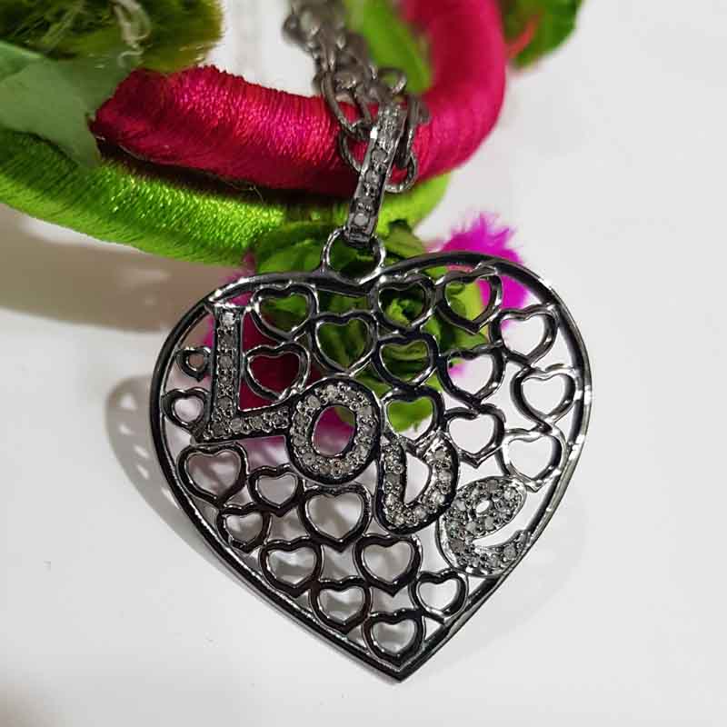 Love With Heart Designer Fancy Pave Diamond Unique Style Pendent