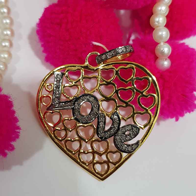 Love With Heart Designer Fancy Pave Diamond Unique Style Pendent