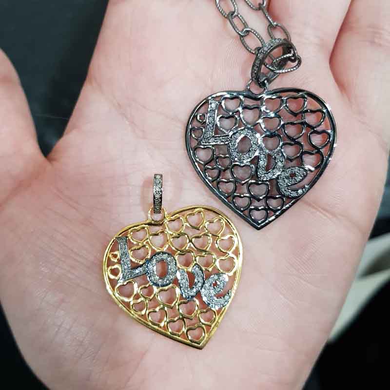 Love With Heart Designer Fancy Pave Diamond Unique Style Pendent