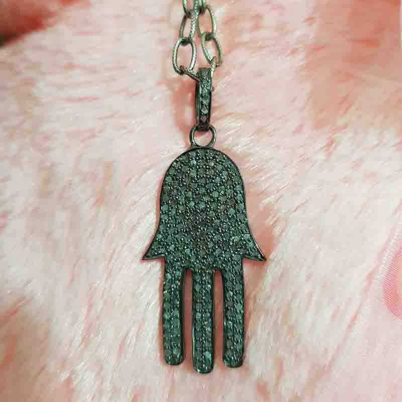 Fully Pave Diamond Setting Hamsa Hand Pendent