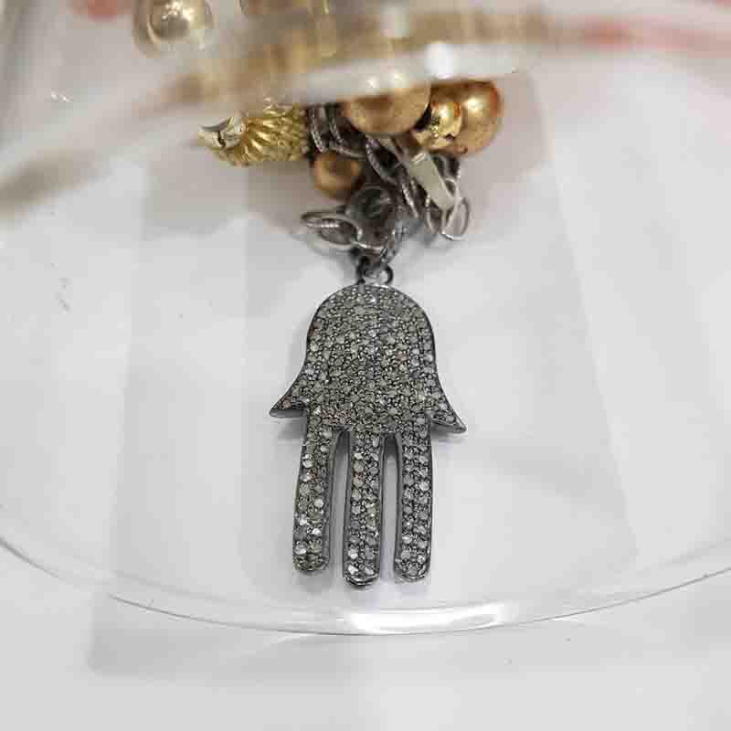 Fully Pave Diamond Setting Hamsa Hand Pendent