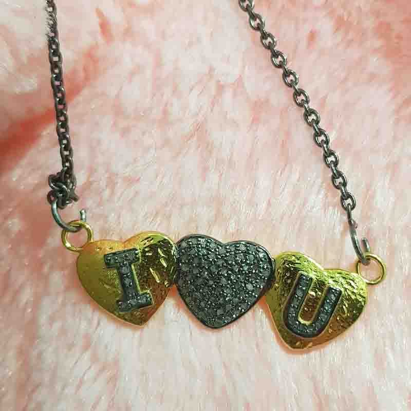 3 Joined Heart With Pave Diamond Love Pendent