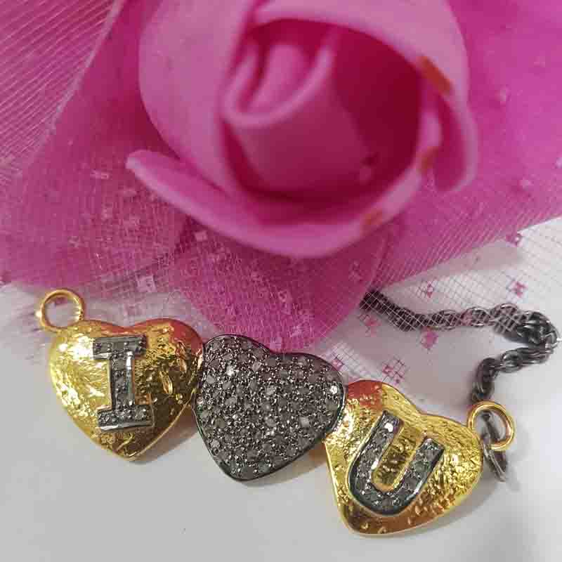 3 Joined Heart With Pave Diamond Love Pendent