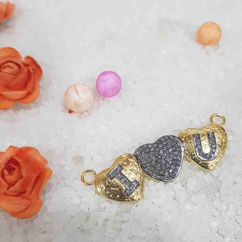 3 Joined Heart With Pave Diamond Love Pendent