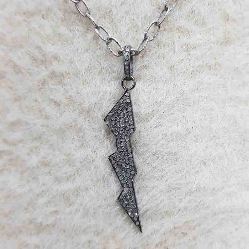 925 Sterling Silver Pave Diamond Fancy Designer Pendent