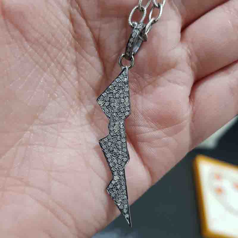 925 Sterling Silver Pave Diamond Fancy Designer Pendent