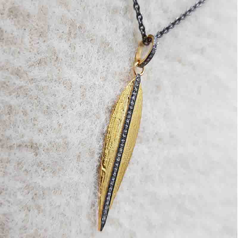 Yellow And Black Spike Designer With One Layer Of Pave Diamond Pendent