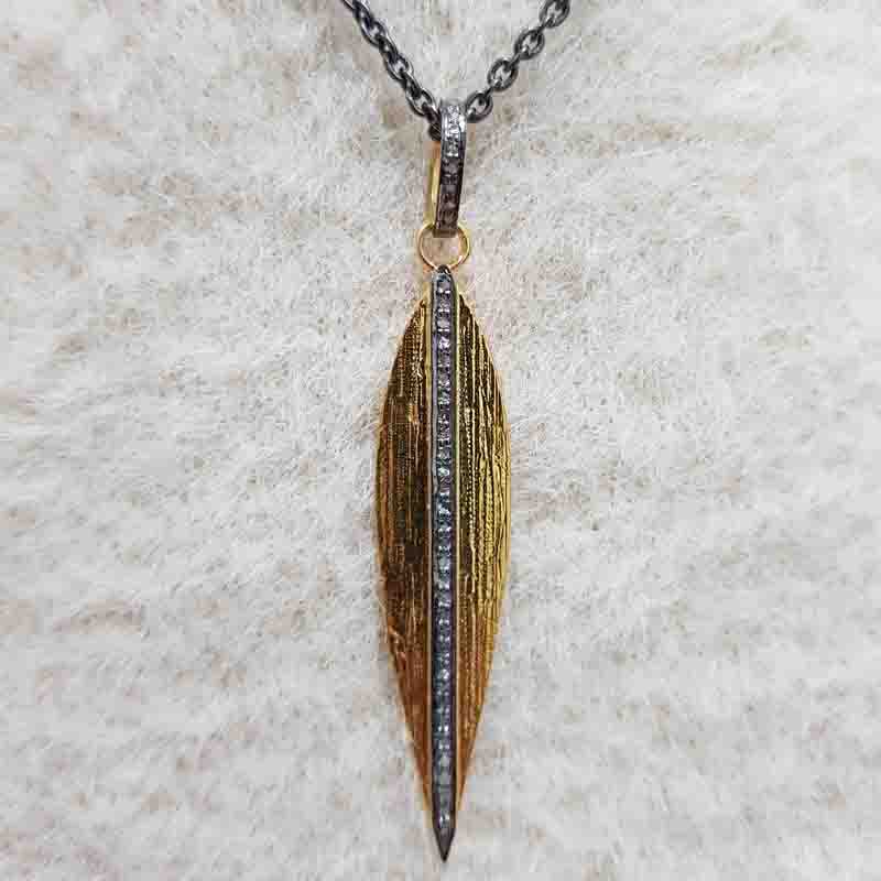 Yellow And Black Spike Designer With One Layer Of Pave Diamond Pendent