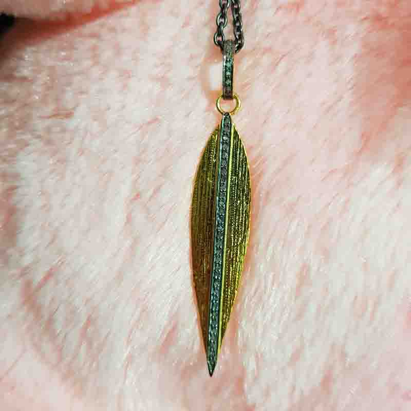 Yellow And Black Spike Designer With One Layer Of Pave Diamond Pendent